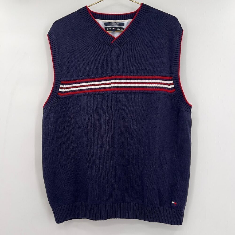 Tommy Hilfiger Mens Navy Blue Sleeveless V-Neck Vest/Sweater Size XL